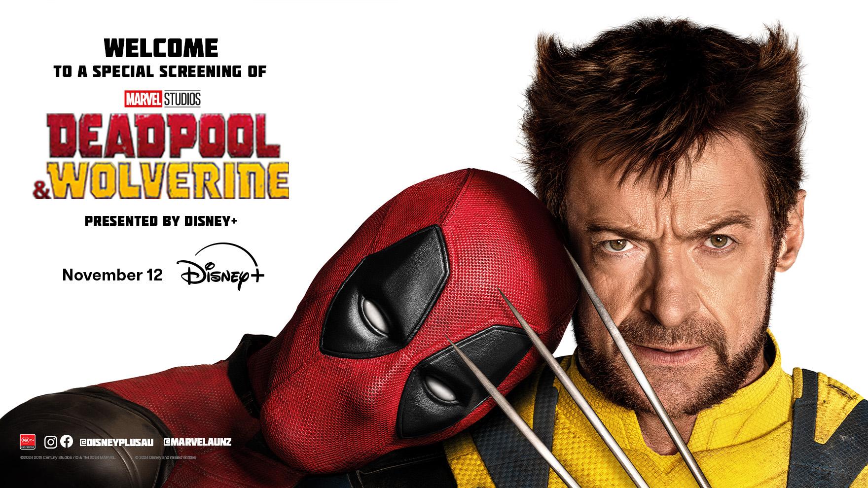 deadpool and wolverine holding slide for premiere