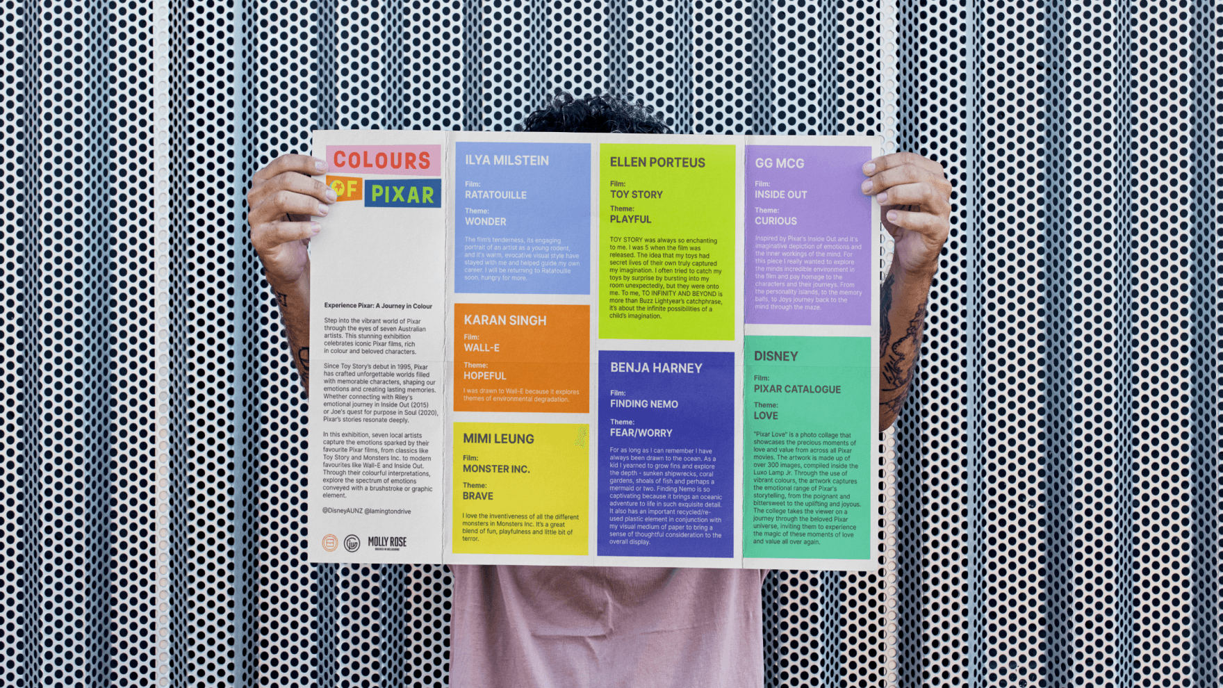 render of pixar exhibition on flyer