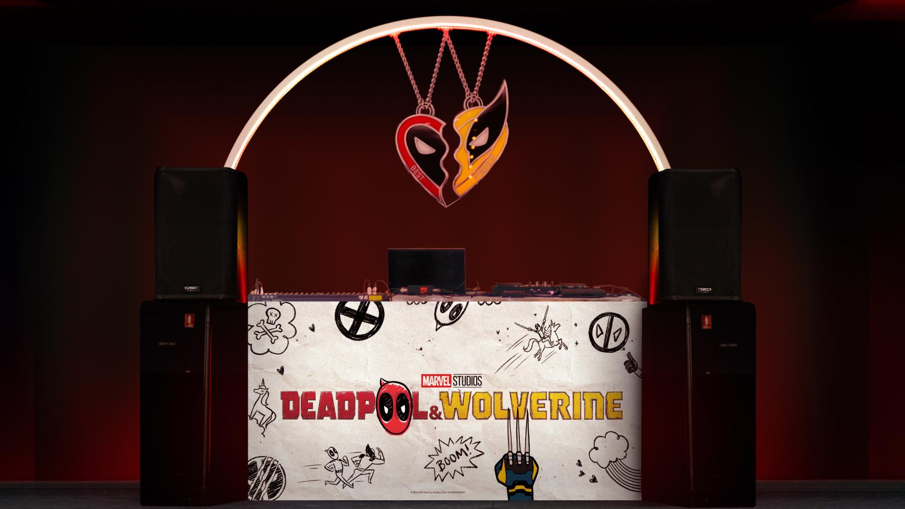 deadpool and wolverine dj booth for premiere in Sydney