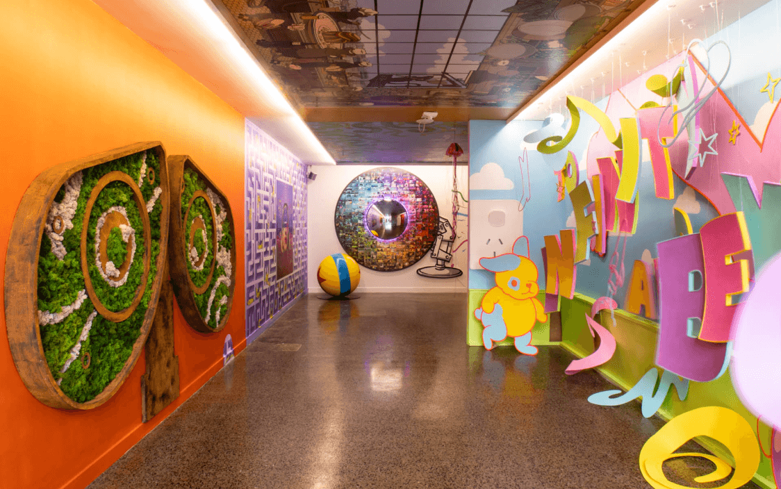 Gallery space of pixar exhibits