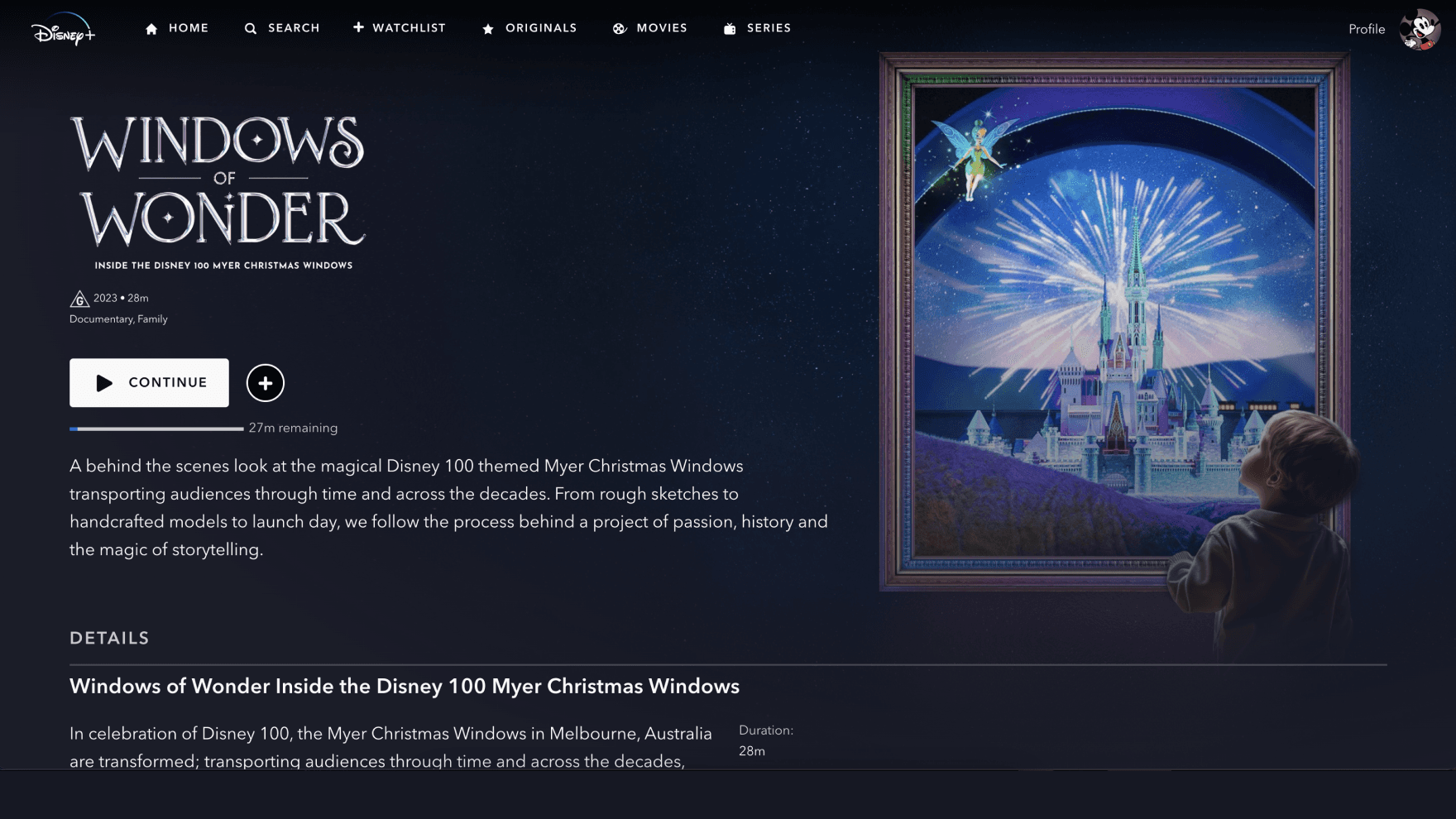 Windows of Wonder Key Art on Disney + interface